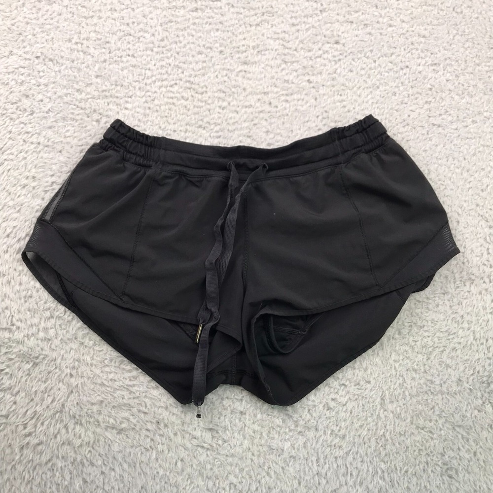 Lululemon Hotty Hot First Release Short Womens 6 Black 2.5" Lined Reflective Run